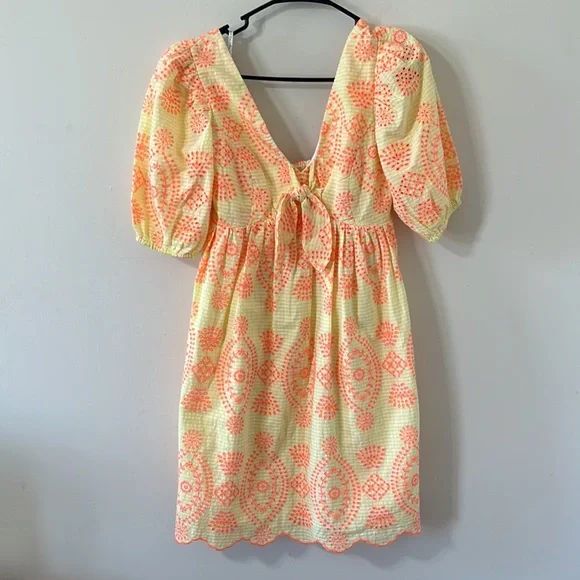 Lilly Pulitzer Sarafina Eyelet Babydoll Dress Calla Yellow Gingham NWT Size 2 - Picture 2 of 14